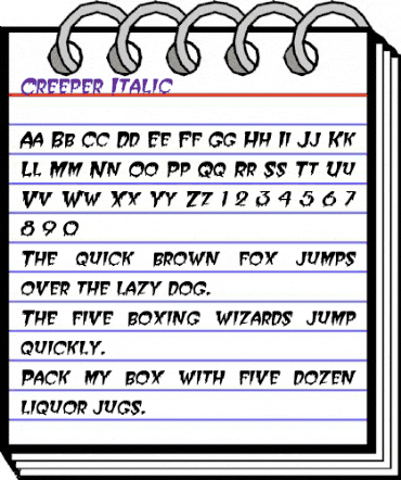 Creeper Italic animated font preview Creeper Italic animated font preview