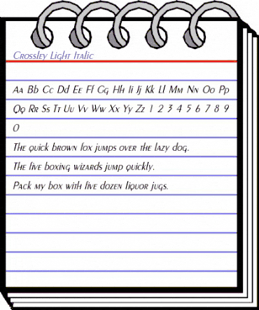 Crossley-Light Italic Regular animated font preview