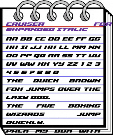 Cruiser Fortress Expanded Italic Expanded Italic animated font preview Cruiser Fortress Expanded Italic Expanded Italic animated font preview