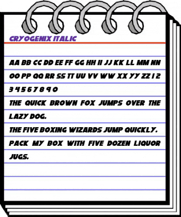 Cryogenix Italic animated font preview Cryogenix Italic animated font preview