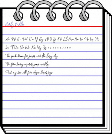 Curly Millie Regular animated font preview