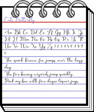 Cute Butterfly Regular animated font preview