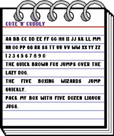 Cute 'n' Cuddly Regular animated font preview