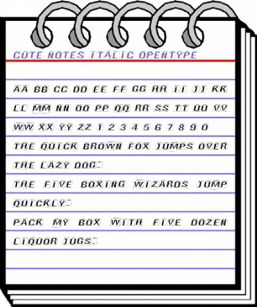 Cute Notes Italic animated font preview Cute Notes Italic animated font preview