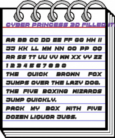 Cyber Princess 3D Filled Italic animated font preview Cyber Princess 3D Filled Italic animated font preview