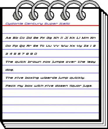 Cydonia Century Super-Italic Italic animated font preview Cydonia Century Super-Italic Italic animated font preview