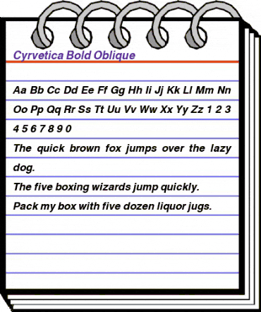Cyrvetica Bold Oblique animated font preview