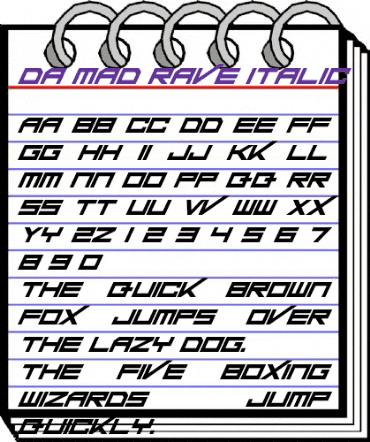 Da Mad Rave Italic animated font preview Da Mad Rave Italic animated font preview