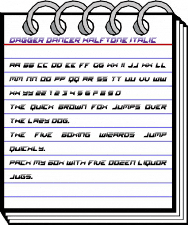 Dagger Dancer Halftone Italic Regular animated font preview Dagger Dancer Halftone Italic Regular animated font preview