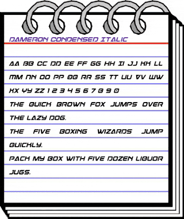 Dameron Condensed Italic Condensed Italic animated font preview Dameron Condensed Italic Condensed Italic animated font preview