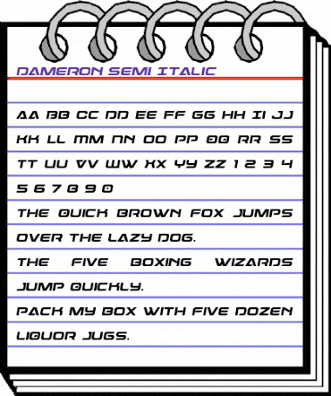 Dameron Semi-Italic Semi-Italic animated font preview Dameron Semi-Italic Semi-Italic animated font preview