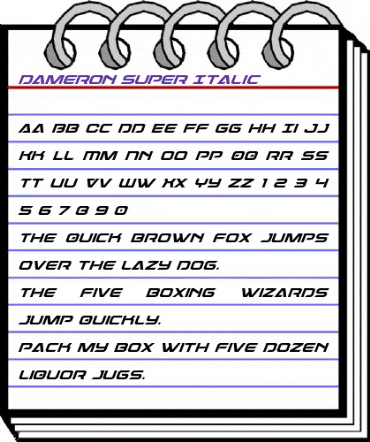 Dameron Super-Italic Italic animated font preview Dameron Super-Italic Italic animated font preview