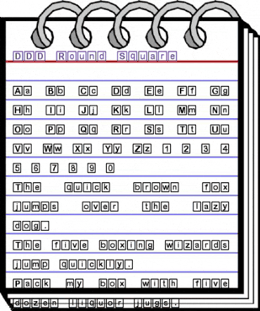 DDD Round Square Regular animated font preview