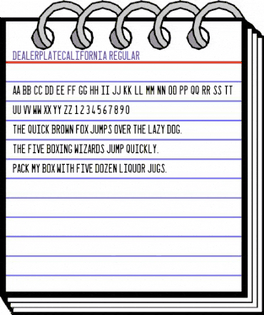 Dealerplate California animated font preview