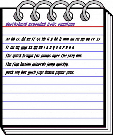 Deathshead Expanded Italic Expanded Italic animated font preview Deathshead Expanded Italic Expanded Italic animated font preview