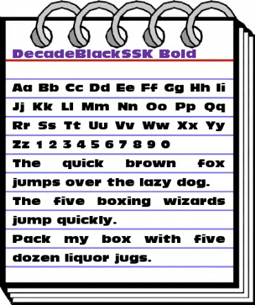DecadeBlackSSK Bold animated font preview