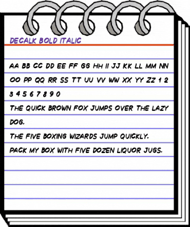 Decalk BoldItalic animated font preview