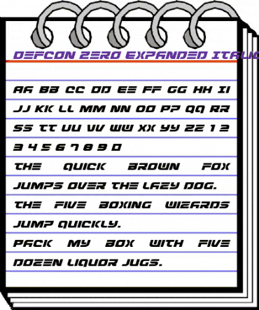 Defcon Zero Expanded Italic Expanded Italic animated font preview Defcon Zero Expanded Italic Expanded Italic animated font preview