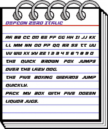 Defcon Zero Italic Italic animated font preview