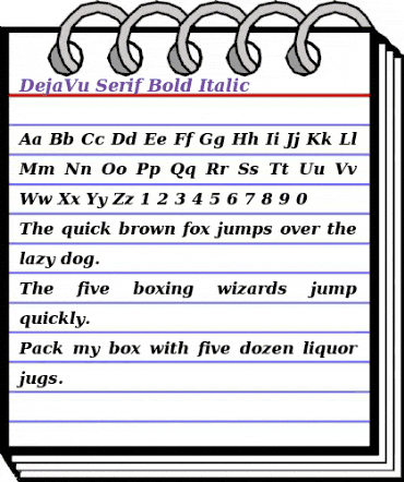 DejaVu Serif Bold Italic animated font preview