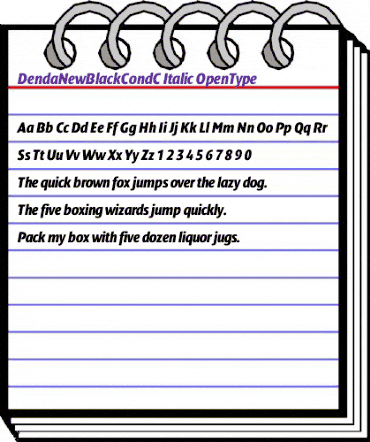 DendaNewBlackCondC Italic animated font preview DendaNewBlackCondC Italic animated font preview
