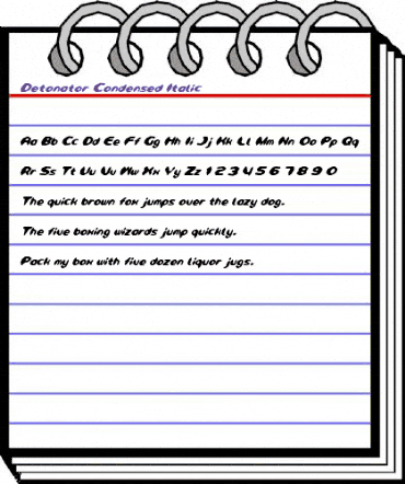 Detonator Condensed Italic Condensed Italic animated font preview Detonator Condensed Italic Condensed Italic animated font preview