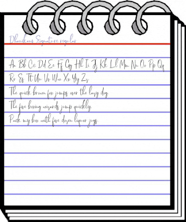 Dhanikans Signature Regular animated font preview Dhanikans Signature Regular animated font preview