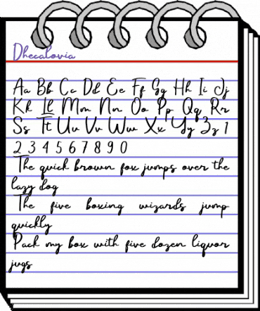 Dhecalovia Regular animated font preview