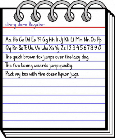 diary dare Regular animated font preview
