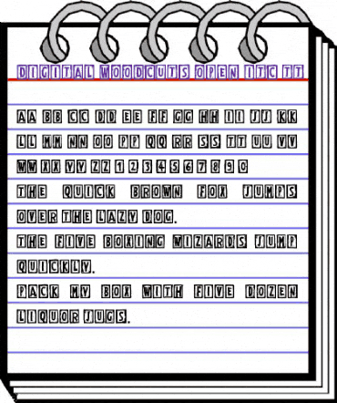 Digital Woodcuts Open ITC TT Regular animated font preview