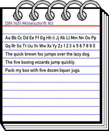 DIN 1451 Mittelschrift Alt Regular animated font preview