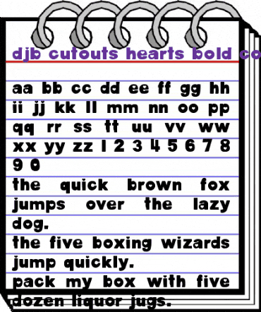 DJB Cutouts-Hearts Bold animated font preview