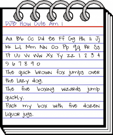 DJB How Cute Am I Regular animated font preview