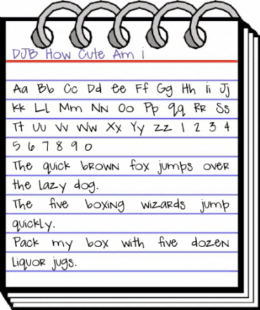 DJB How Cute Am I Regular animated font preview DJB How Cute Am I Regular animated font preview