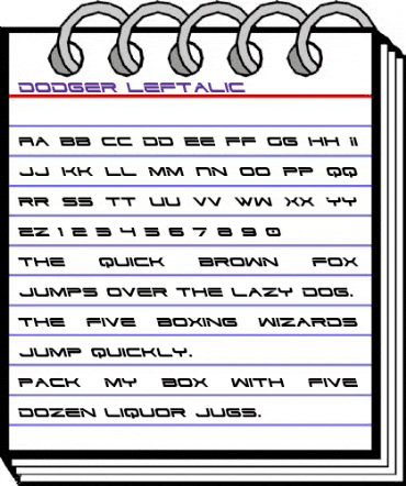 Dodger Leftalic Italic animated font preview