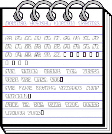 Domino normal kursiv omrids Regular animated font preview