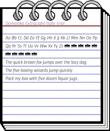 Domotika Trial ExtraLight Italic animated font preview