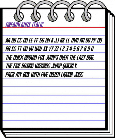 Dreamlands Italic animated font preview Dreamlands Italic animated font preview