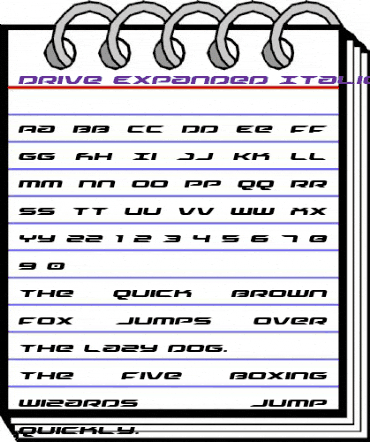 Drive Expanded Italic Expanded Italic animated font preview Drive Expanded Italic Expanded Italic animated font preview