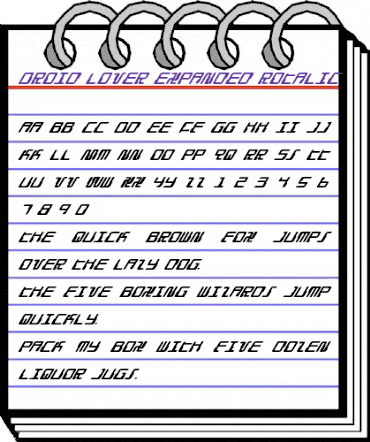 Droid Lover Rotalic Expanded animated font preview Droid Lover Rotalic Expanded animated font preview