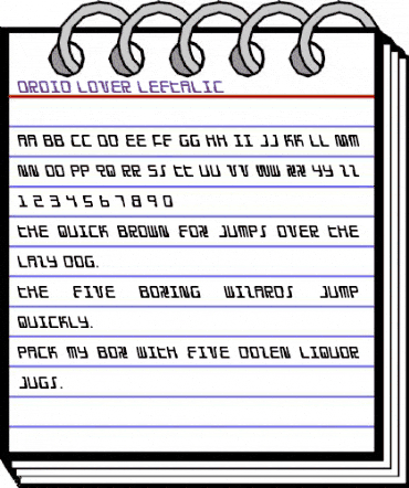 Droid Lover Leftalic Regular animated font preview