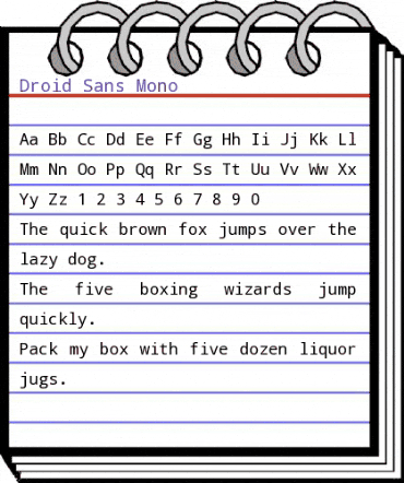 Droid Sans Mono Regular animated font preview