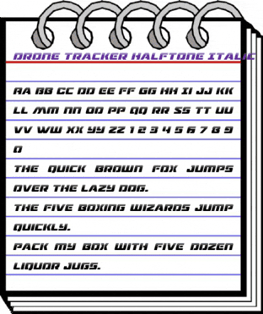 Drone Tracker Halftone Italic Italic animated font preview