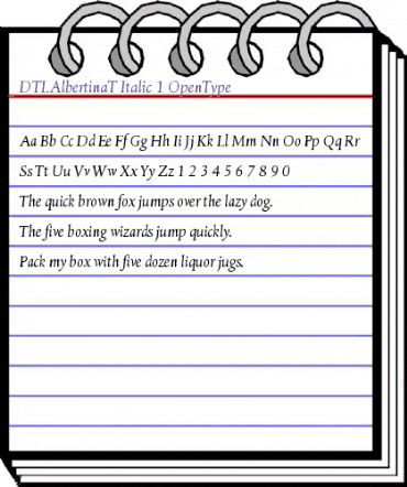 DTL Albertina T Italic animated font preview