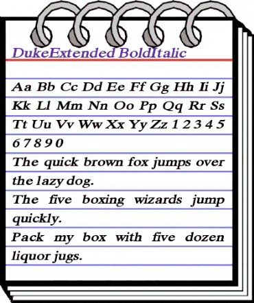 DukeExtended BoldItalic animated font preview