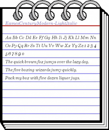 Eames Century Modern Light Italic animated font preview