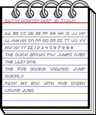 Earth Orbiter Deep 3D Italic Italic animated font preview