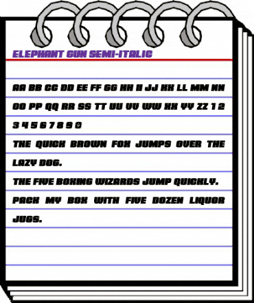 Elephant Gun Semi-Italic Regular animated font preview Elephant Gun Semi-Italic Regular animated font preview