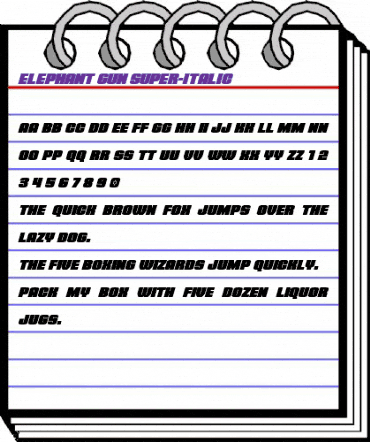 Elephant Gun Super-Italic Regular animated font preview Elephant Gun Super-Italic Regular animated font preview