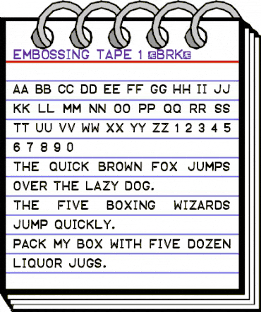 Embossing Tape 1 (BRK) Regular animated font preview Embossing Tape 1 (BRK) Regular animated font preview